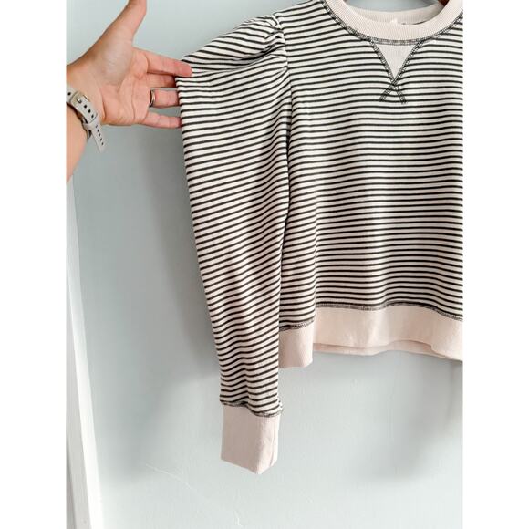 By the River | Striped Contrast Puff Sleeve Sweatshirt | Sz S - Picture 3 of 9
